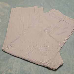 Casual Corner Stretch Light Blue Gingham Print Ankle Pant size 16 CLEARANCE